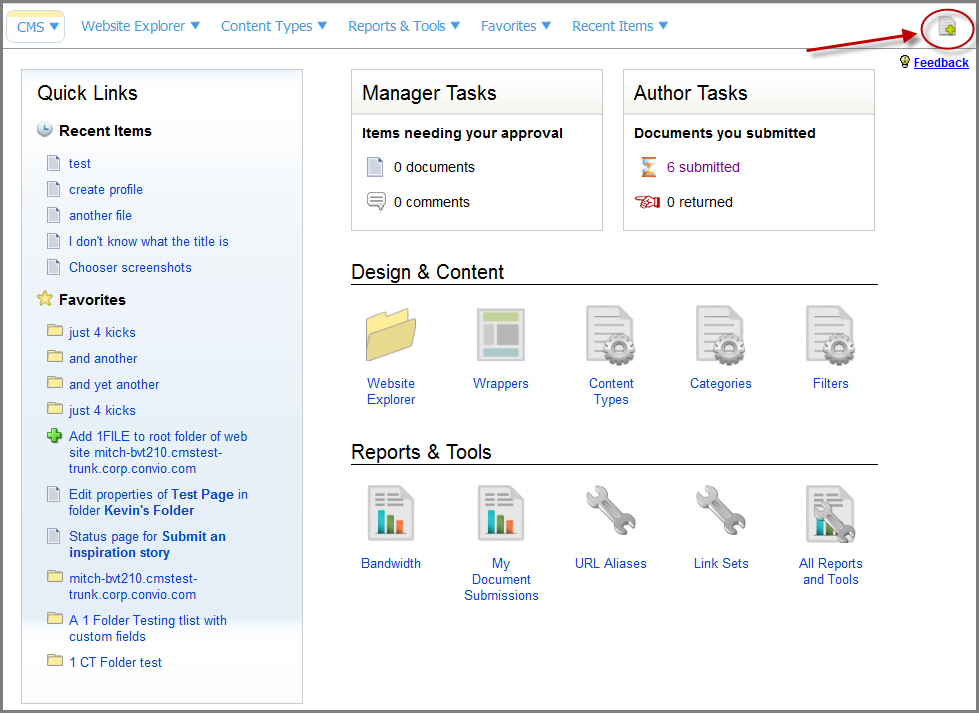 Updated CMS Workspace