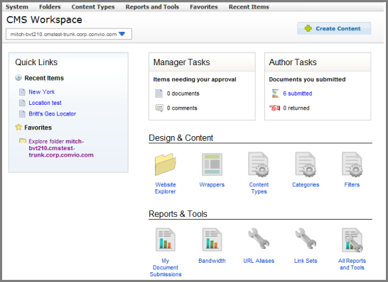 New CMS Workspace
